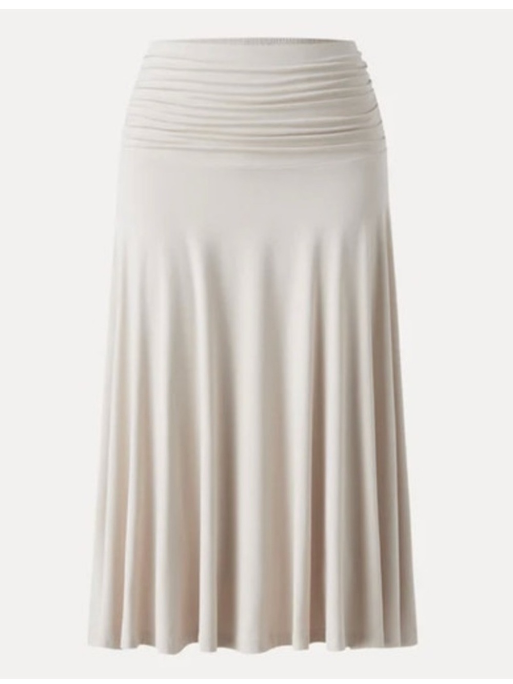 OGL Skirt Size Flowy Side Ruched A-line Midi Skirt Fog Cream Eco-SkinKiss - Picture 4 of 13